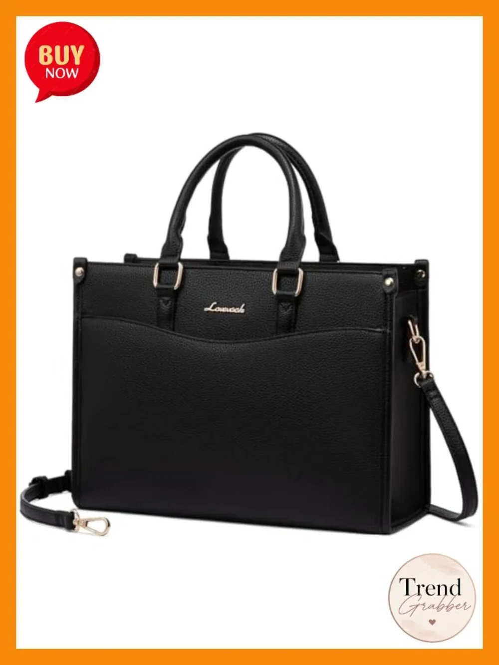 PU Leather Satchel Tote Bag with Matching Clutch Crossbody 3 Ways